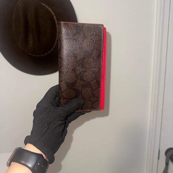 Coach Brown and Red Leather Wallet - Picture 1 of 6